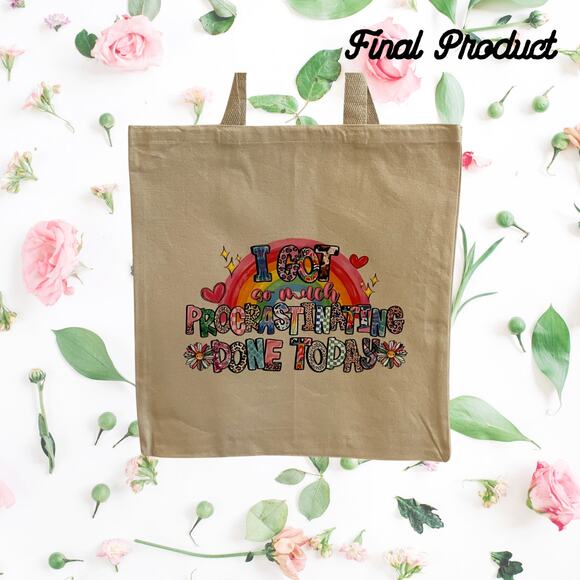 Fashion Graphic Print so Much Procrastinating Done Design Trendy Canvas Tote Bag - Picture 2 of 5